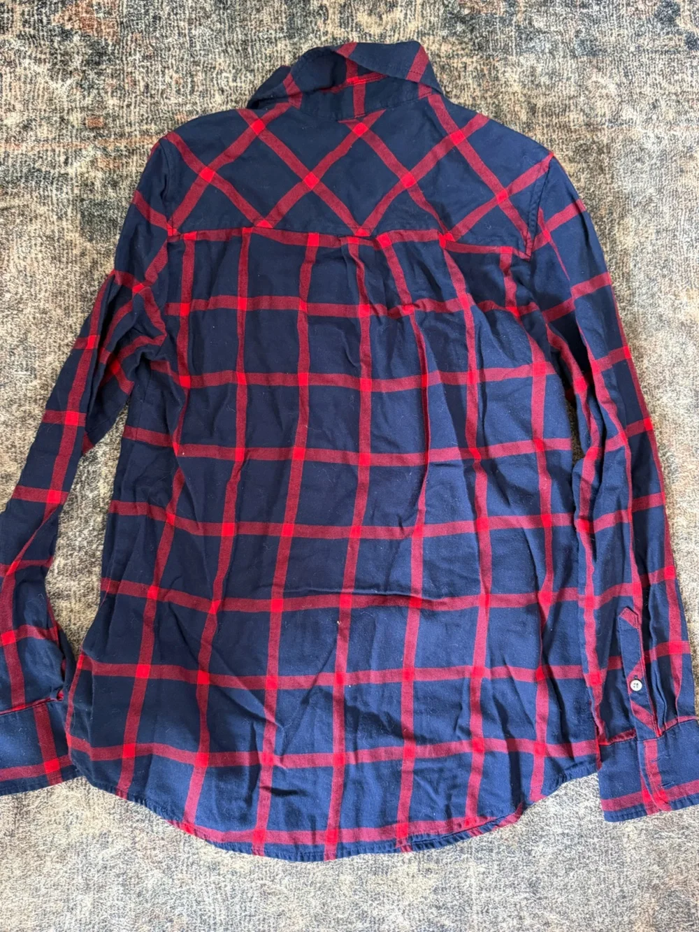J. Crew Navy and Red Plaid Button-Down Shirt